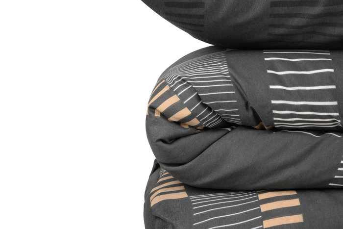 L'essentiel linge de maison Trace - Anthracite Juego de funda de edredón doble
